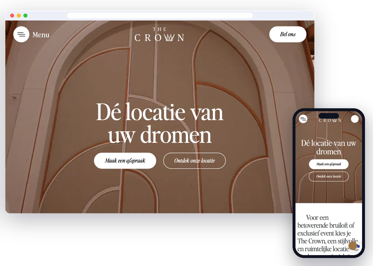 The Crown website on a laptop and phone screen